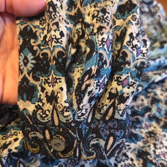 J. Jill Blue and Black Patterned Blouse - Picture 9 of 10